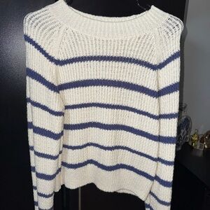 Vince Cream and Blue Striped Sweater